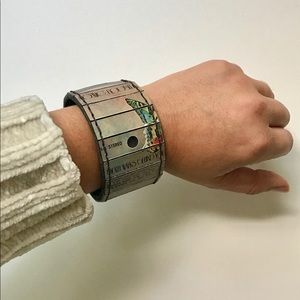 Custom made vinyl record cuff bracelet